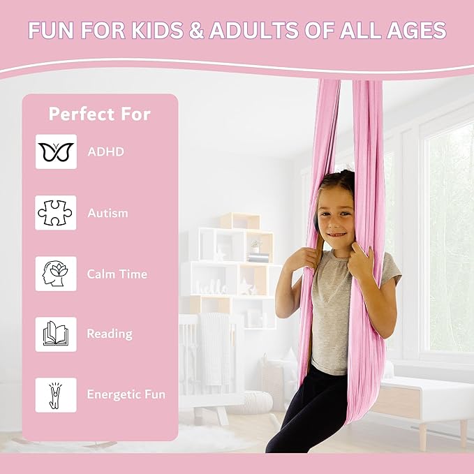 Double Layer Reversible Sensory Swing | Outdoor and Indoor Swing for Kids and Adults Up to 260 lbs | Autism Cocoon Swing | Kids Sensory Swing Indoor | ADHD