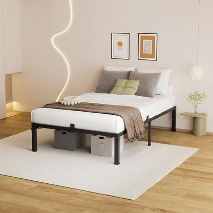 MAF Twin Bed Frames 14 Inch Metal Platform BedFrame with Black Heavy Duty Steel Slat Support Noise Free Twin-Bed-Frame, No Box Spring Needed