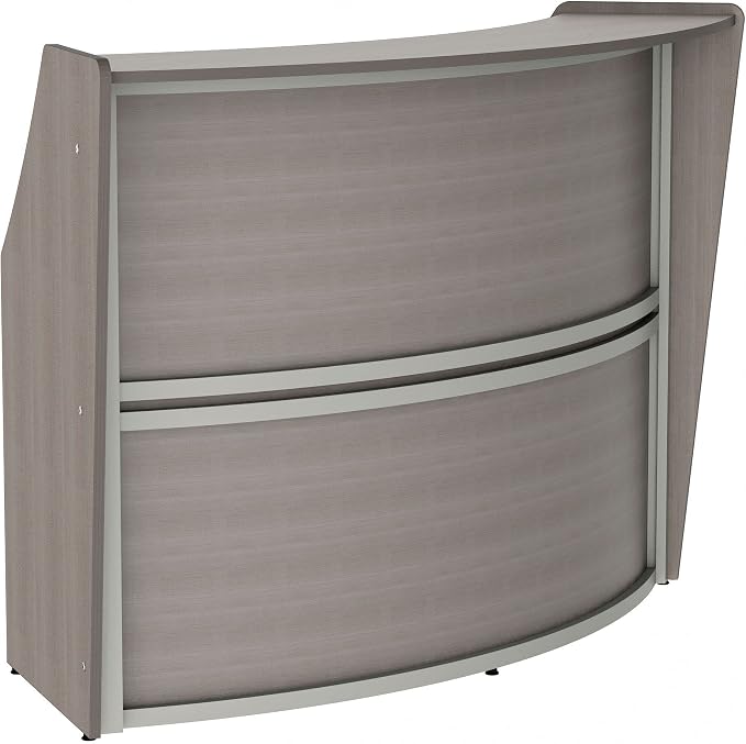 Linea Italia Curved Modern Office Desk Easy to Assembly Single Unit Reception Counter for Lobby, Salon, 70" x 27", Ash