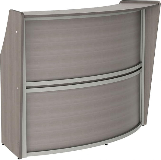Linea Italia Curved Modern Office Desk Easy to Assembly Single Unit Reception Counter for Lobby, Salon, 70" x 27", Ash