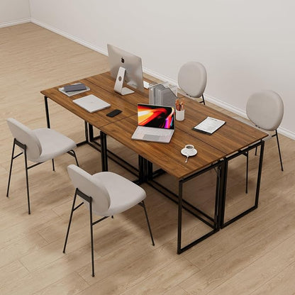 alawooder 31.5" Folding Desk: No Assembly, Wood Top for Small Spaces | Home office desk, holds 150 lbs, folds flat to 2.3 in, splash-proof wood top, sturdy metal frame