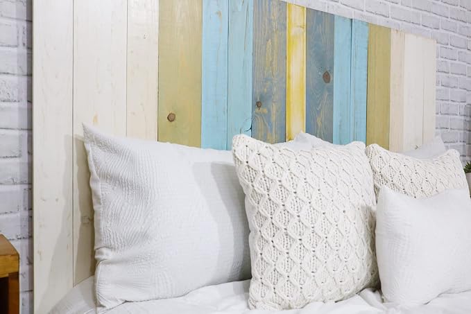 Barn Walls Sunrise Mix Signature Design, Multicolored Solid Wood Headboard, Floating Panels, Wall Mount, Adjustable Height, Easy Assembly Queen Size