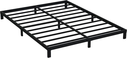 EMODA Queen Bed Frame No Box Spring Needed 6 Inch Heavy Duty Metal Platform BedFrame Queen Size with Steel Slats, Easy Assembly, Black