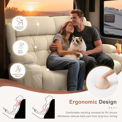 Loveseat Recliner Sofa, Home Theater Seating with Massage, Reclining Loveseats with Console, Wall Hugger RV Couch Movie Theater Chairs, RV Furniture Sofas with USB, Cup Holders, Drawer for Gaming Room