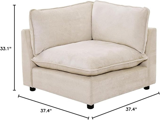 Iroomy Modular Sectional Sofa, Oversized Cloud Couch - Left Armrest Sofa Couch - Beige