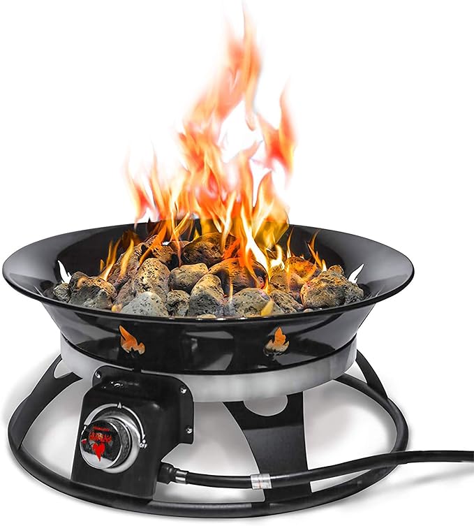 Outland Living Portable Propane Fire Pit, 21-inch, 58,000 BTU with Fire Pit Cover & Carry Kit, Smokeless Gas Firebowl | Perfect for Camping, Patio, Backyard, Tailgating, Deck, RV| Black 863 Cypress