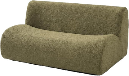 38" Curved Modular Sofa 2-Seater, Comfy Sherpa Loveseat for Small Spaces, Modern Sectional Love Seat Couches for Small Living Room, Bedroom, Apartment– No Assembly, Green