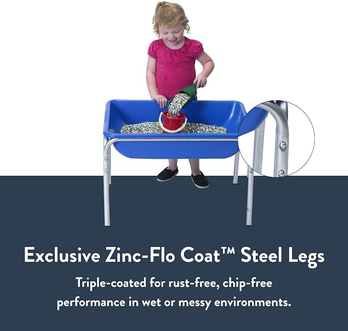 Children's Factory 18" Small Sensory Table, Sandbox with Lid, Water Table for Kids, Blue | Sandbox for Indoor or Outdoor Use, Rust-Resistant Sensory Bin for Classrooms, Preschools, and Daycares