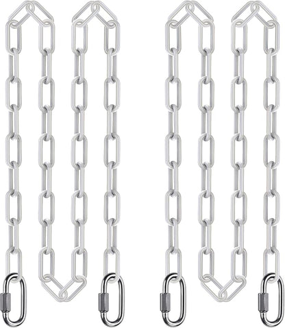 SELEWARE 2 Pack 100 Inch Hanging Swing Chain with 4 Carabiners, 1000LB Capacity Plastic Coated Hanging Chains, Hammock Hardware Kit for Swing, Hanging Chair, Punching Bags, Indoor Outdoor Gym (White)