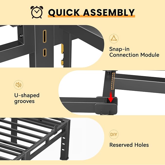 18 Inch Twin XL Bed Frame Heavy Duty, Metal Double Layer Steel 4000 lbs Capacity, Platform with Large Under Bed Storage Space, No Box Spring Needed, Noise-Free, Easy Assembly