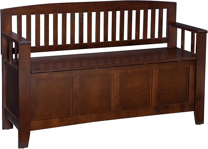 Linon Home Dcor Linon Home Decor Cynthia Storage Bench, 50"w x 17.25"d x 32"h, Walnut