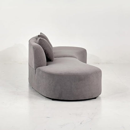 Container Furniture Direct 132" Curved Sofa with Throw Pillows, 6 Seater Luxury Velvet Couch with Half Moon Design and High-Density Foam, Ideal for Modern Living Room, Office & Apartment, Grey