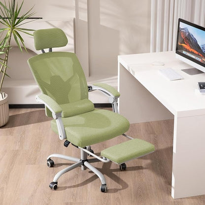 Sweetcrispy Office Computer Desk Chair Set of 2, Ergonomic High-Back Mesh Rolling Work Swivel Chairs with Wheels, Comfortable Lumbar Support, Comfy Arms for Home, Bedroom, Study, Student, Green
