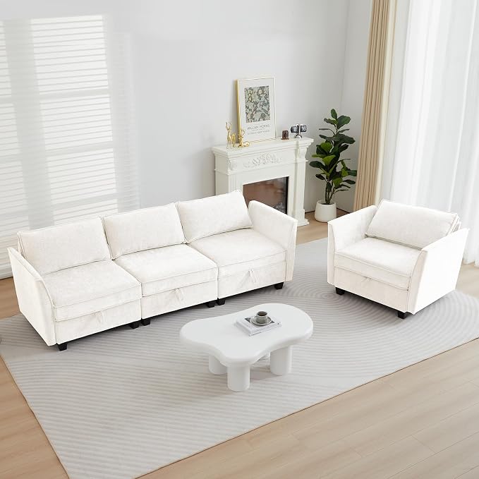 ORRD 2 Piece Modular Sectional Sofa Set, Convertible Couch with Storage, Sofa Modular for Living Room, Office (Beige)