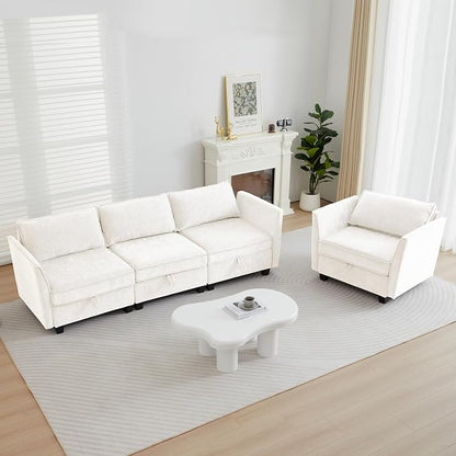 ORRD 2 Piece Modular Sectional Sofa Set, Convertible Couch with Storage, Sofa Modular for Living Room, Office (Beige)