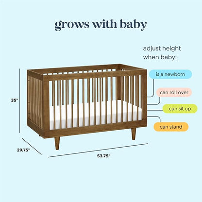 Davinci Marley 3-in-1 Convertible Baby Crib, Walnut | GREENGUARD Gold Certified, FSC Certified, Converts to Toddler Bed & Daybed, 4 Adjustable Mattress Heights - Easy Assembly
