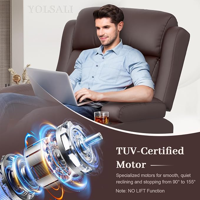 Extra Wide Seat Recliner Chair with Heat and Back Massage, Electric Power Oversized Reclining Chair Infinite Position with Storage Armrests & 2 Cup Holders for Living Room, Manual Recliners
