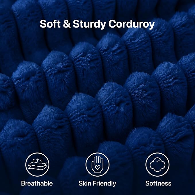 Claiks 120" Boneless Couch, Cloud Couch Sectional, U-Shape Corduroy Modular Sectional Sofa Deep Seat, Upholstered Couches for Living Room, No Assembly Required, Blue