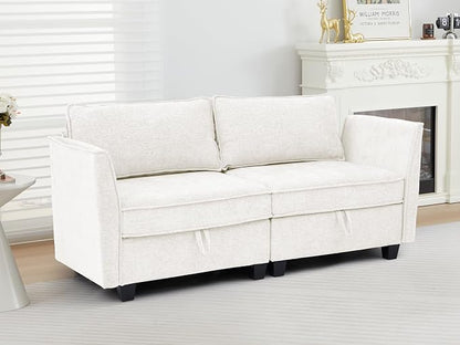 ORRD Small Modular Sectional Sofa, Loveseat Couch with Storage, 2 Seater Sofa Modular for Living Room, Office (Beige)