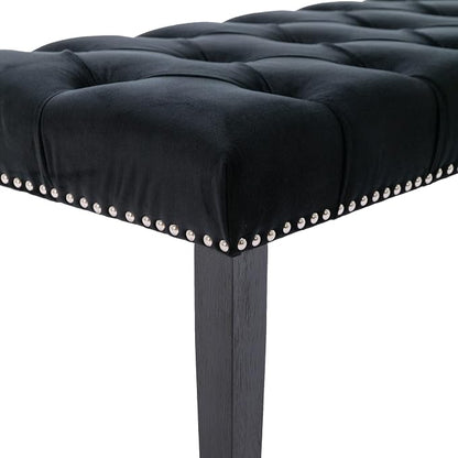 KCC Button-Tufted Ottoman Bench, Upholstered Bedroom Benches Velvet Footrest Stool Accent Bench for Entryway Dining Room Living Room Bedroom End of Bed, Black