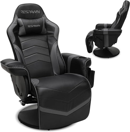 Respawn 900 Console Gaming Recliner with Footrest and Lumbar Support - Comfortable Ergonomic Gaming Chair with Headrest, No Wheels, Reclining, Heavy Duty, Racing Style Video Game Chairs - Gray