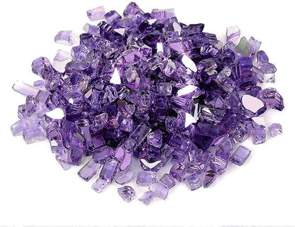 Onlyfire 10 lbs Fire Glass Rocks 1/2 Inch, Reflective Tempered Glass for Propane Fire Pit & Gas Fireplace, High Luster Firepit Glass Stones for Fire Table, Purple (Multicolor Options Available)