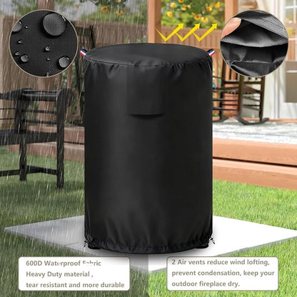 Cover for Bali Outdoors 30" Dia Propane Fire Pit,Outdoor Heavy Duty 600D Waterproof Fire Pit Cover Round,30" Dia x 25" H Fire Pit Table Outdoor Cover,Black