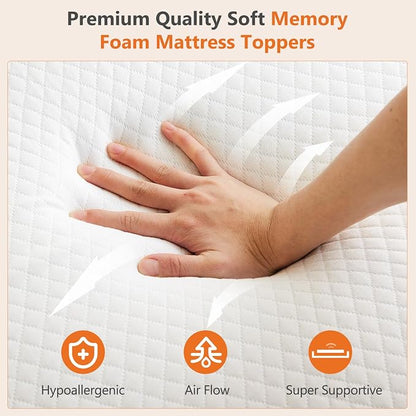 Sweetcrispy Mattress Topper Full with Removable Soft Cover, Memory Foam 2 Inch Thick Gel Infused Cooling Pad for Pressure Relieve for Full Size Bed, Sleeper Sofa, RV, Camper, CertiPUR US Certified