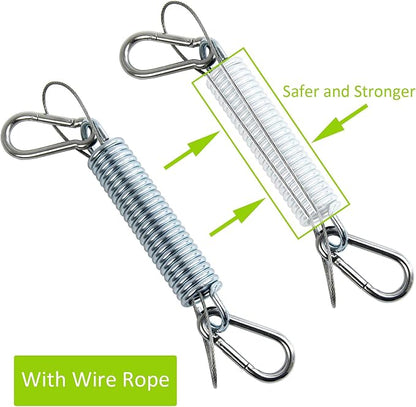 Porch Swing Springs Heavy Duty 700 Lb Capacity Each Hanging Chair Spring Stainless Steel Kit - 2 Springs, 4 Snap Hook Carabiners, 2 Safty Steel Wire for Swinging Porch, Swing Chair, Garden Hammocks