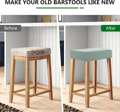 YISUN Stool Covers Rectangle - 4 Pack Stretch Waterproof Saddle Seat Cover Counter Bar Stools Bar Chairs Covers Kitchen Island Chairs Cushion Protector