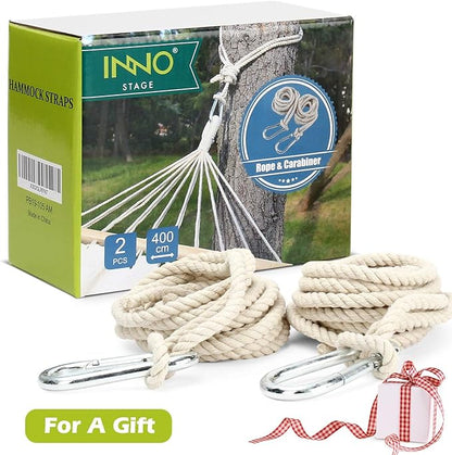 INNO STAGE 2 Tree Swing Hanging Straps Hammock Rope 13 FT Each with Heavy Duty Carabiner Hooks Kit for Camping or Tire Playground Accessories - Safer Extension Conversion/Easy Setup Indoor Outdoor