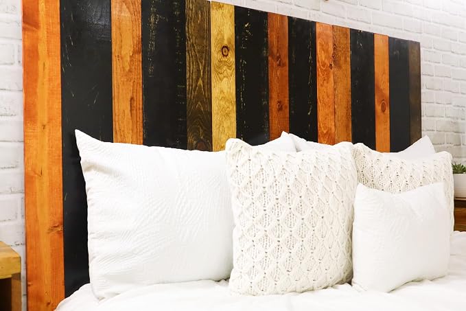 Barn Walls Cabin Mix Signature Design, Multicolored Solid Wood Headboard, Floating Panels, Wall Mount, Adjustable Height, Easy Assembly, Full Size