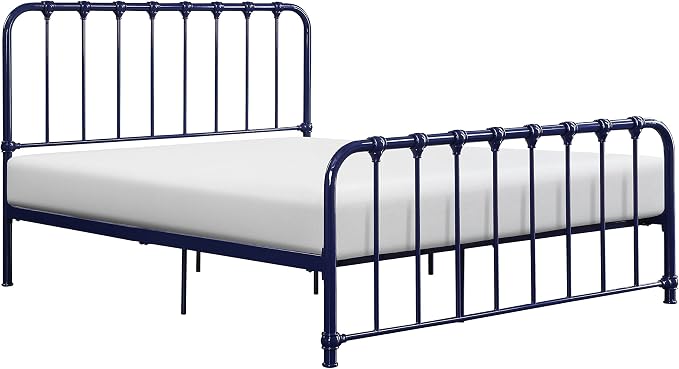 Lexicon Queen Metal Bed Frame, Platform Bed with Strong Metal Slat Support Under Bed Storage, Queen Bed Frame with Headboard, No Box Spring Needed, Easy Assembly, Queen, Navy Blue