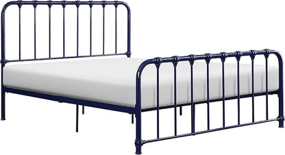 Lexicon Queen Metal Bed Frame, Platform Bed with Strong Metal Slat Support Under Bed Storage, Queen Bed Frame with Headboard, No Box Spring Needed, Easy Assembly, Queen, Navy Blue
