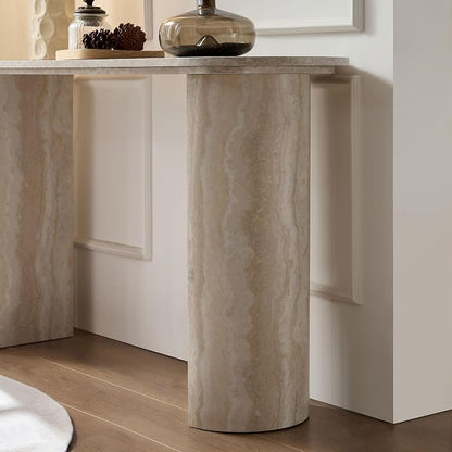 LKTART 55" MDF Console Table for Entryway, Narrow Entryway Table with Faux Mars Marble Pattern, Couch Table Behind Sofa with Curved Legs for Living Room Hallway Foyer