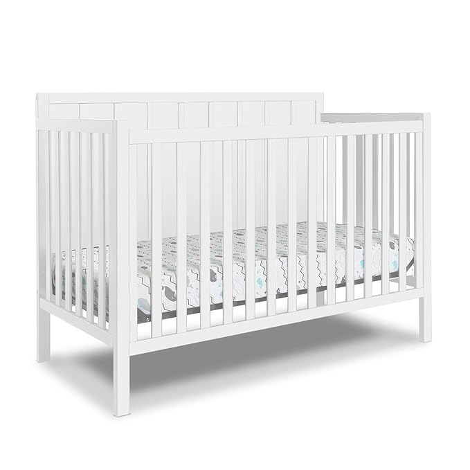 Sorelle Furniture Essex Crib Classic 4-in-1 Convertible Crib, Made of Wood, Non-Toxic Finish, Wooden Baby Bed, Toddler Bed, Child’s Daybed and Full-Size Bed, Nursery Furniture-White
