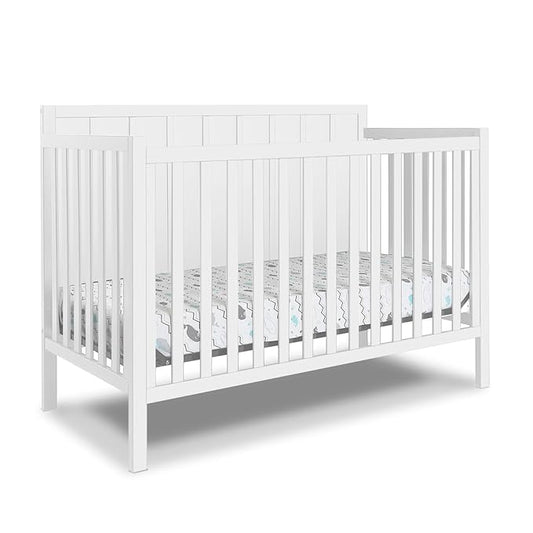 Sorelle Furniture Essex Crib Classic 4-in-1 Convertible Crib, Made of Wood, Non-Toxic Finish, Wooden Baby Bed, Toddler Bed, Child’s Daybed and Full-Size Bed, Nursery Furniture-White
