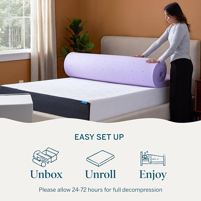 Lucid® 3" Lavender Memory Foam Mattress Topper – CertiPUR-US®, King