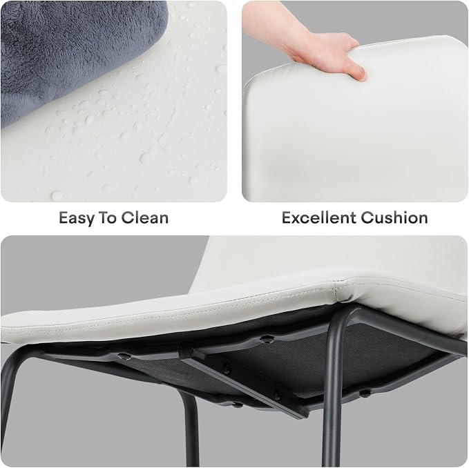 Athena Collection 23'' Counter Height Bar Stools Bar Chairs Set of 2 Modern PU Leather Bucket Chairs with Back Soft Foam Filled Metal Frame Bar Stools with Footrest for Pub, Bistro, Kitchen, White