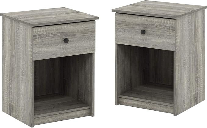 Furinno 219153GYW Lucca Nightstand, 2-Pack, French Oak Grey
