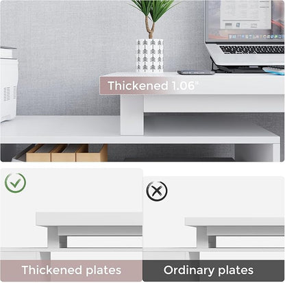 Home Office Computer Desk Corner Desk with 3 Drawers and 2 Shelves, 53-inch L-Shaped Study Desk with Storage, White