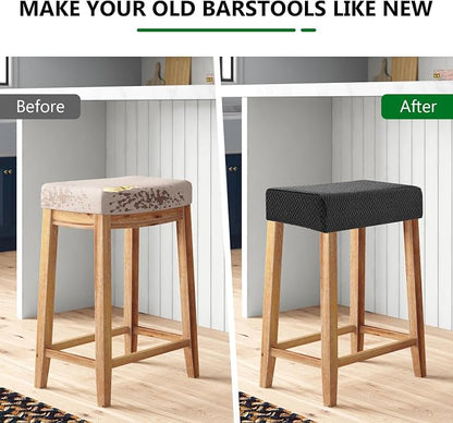 YISUN Stool Covers Rectangle - 2 Pack Stretch Waterproof Saddle Seat Cover Counter Bar Stools Bar Chairs Covers Kitchen Island Chairs Cushion Protector