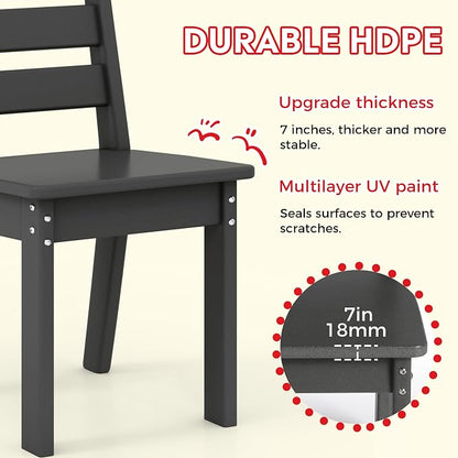 Costaelm Kids Table and 4 Chair Set, Activity Table Chair Set, Toddler Game, Playroom Furniture, Picnic Table Chairs, 5 Piece Dining Table Set, Gray