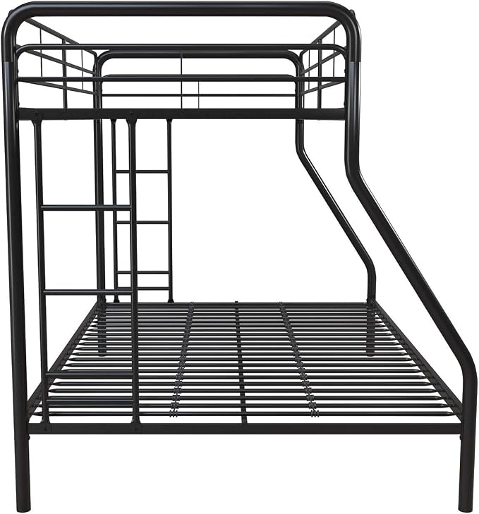 DHP Dusty Metal Bunk Bed with Secured Ladders, Twin/Full, Black