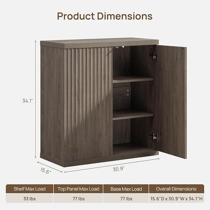 SICOTAS Buffet Cabinet with Storage Accent Sideboard Modern Credenza with Doors & Shelves Fluted Media Console Mid Century Coffee Bar Table for Living Room Kitchen Dining Room Hallway (4PCS)