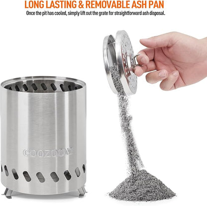 Portable Table Top Fire Pit with Stand, 5.5" Stainless Steel Mini Outdoor Low Smoke Burning Tabletop Firepit Fueled by Pellets or Wood, for Outside Camping