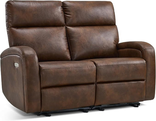 MCombo Zero Wall Recliner Loveseat, 2-Seat Power Wall Hugger Sofa with USB & Type-C Dual Ports, for Small Space, Living Room, RV PR646 (Dark Brown, Loveseat)