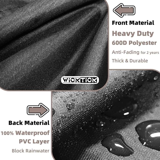 WICKTICK Rectangular Gas Fire Pit Table Cover 48 x 28 inch, Waterproof 600D Heavy Duty Fire Table Cover for 45 - 48 inch Patio Propane Firepit Tables