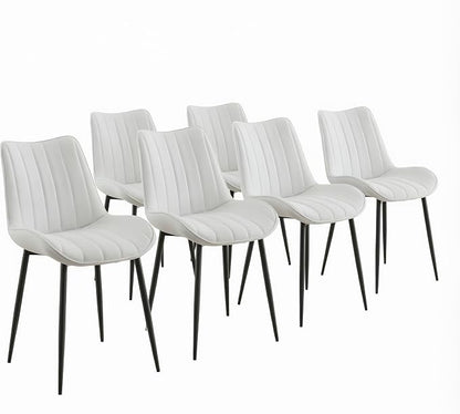 VECELO Dining Chairs Set of 6, Velvet Fabric & Metal Frame, Mordern Style for Kitchen, Living Room,Offcie，White