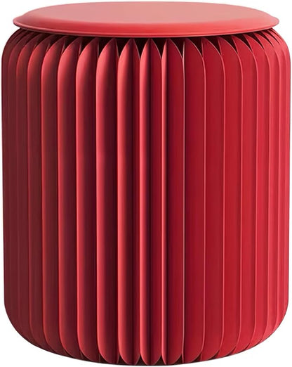 NOONTIDE Folding Stool - 17Inch Home Furniture 660lb Load Capacity Foldable Paper Stool Eco-Friendly Kraft Paper Honeycomb Design,Foldable to 1.2",Brown Modern Minimalist Stool for Living Room(Red)